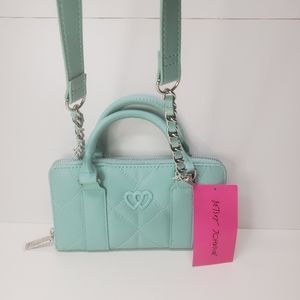 Betsey Johnson Mint 🌱 zip around wallet crossbody with top handle